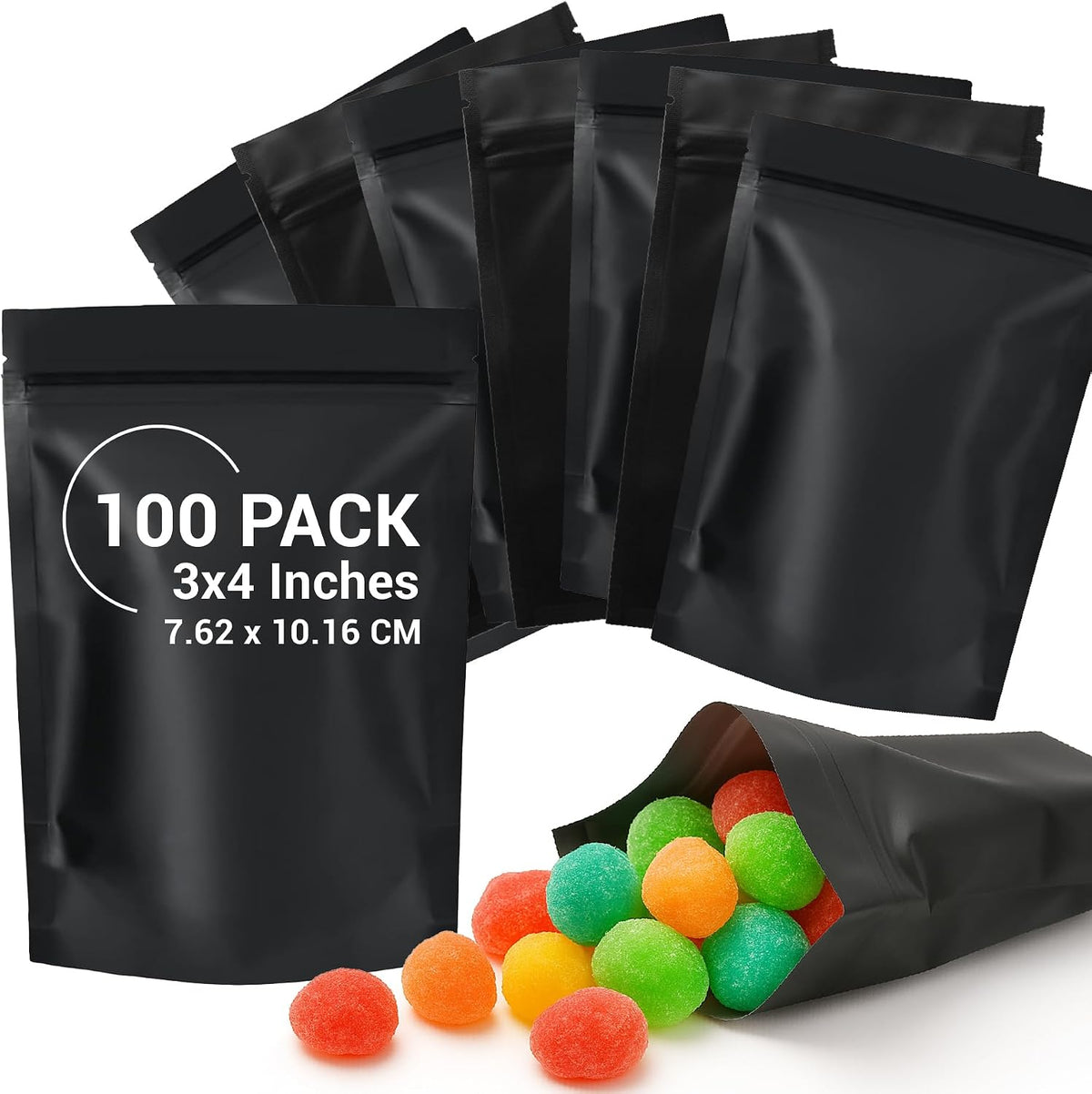 COLSEN Matte Black Smell Proof Mylar Bags