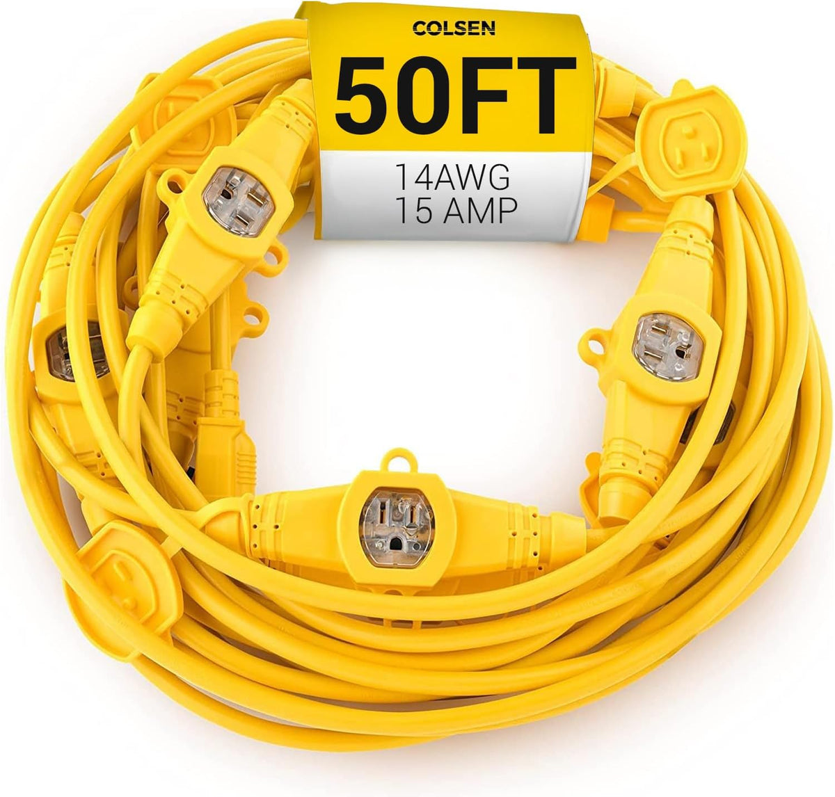 COLSEN Outdoor Extension Cord 50ft with 11 Outlets