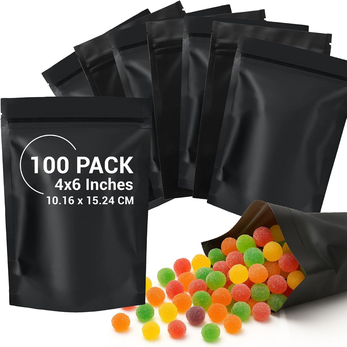 COLSEN Matte Black Smell Proof Mylar Bags