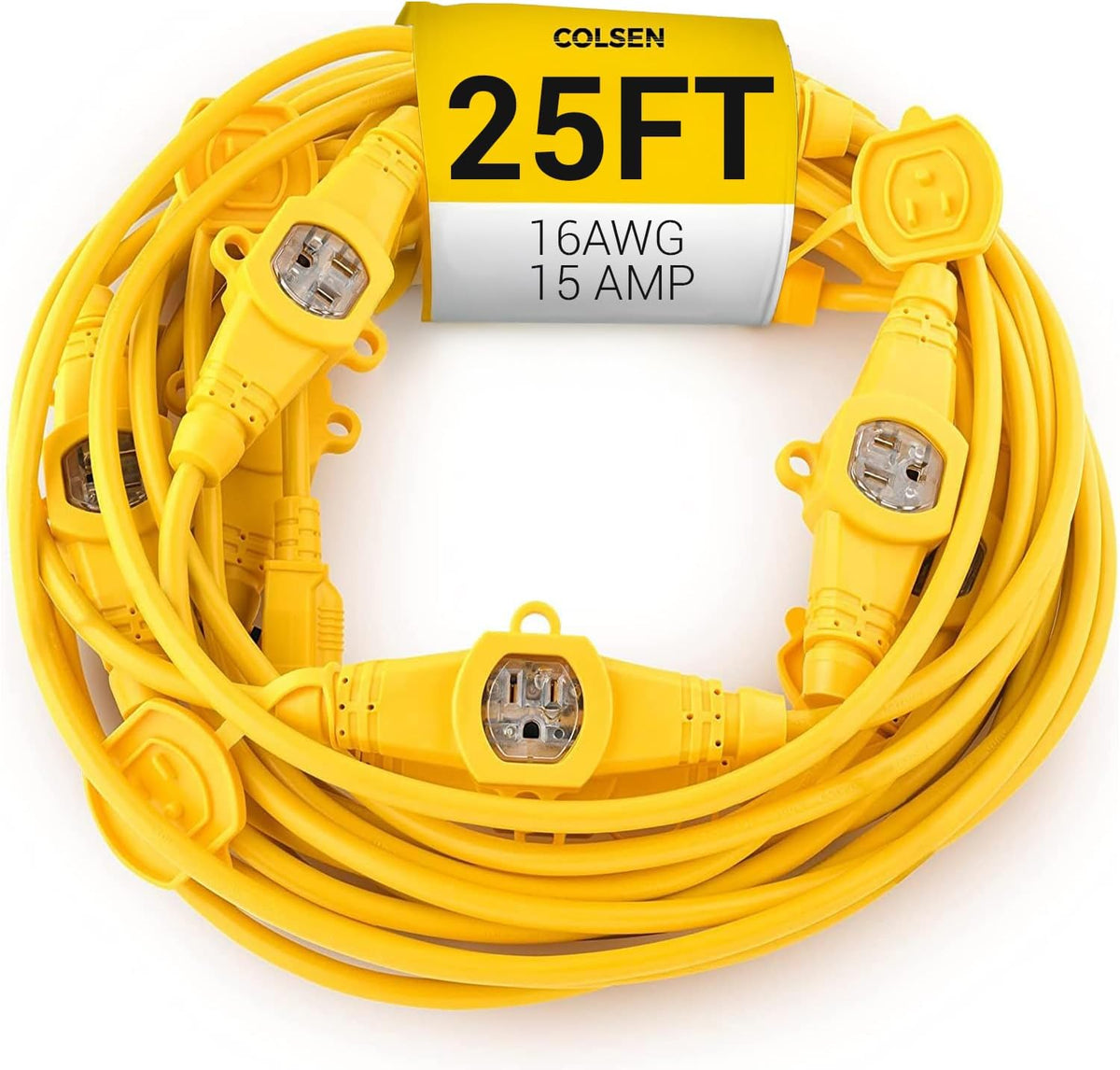 COLSEN Outdoor Extension Cord 25ft with 6 Outlets