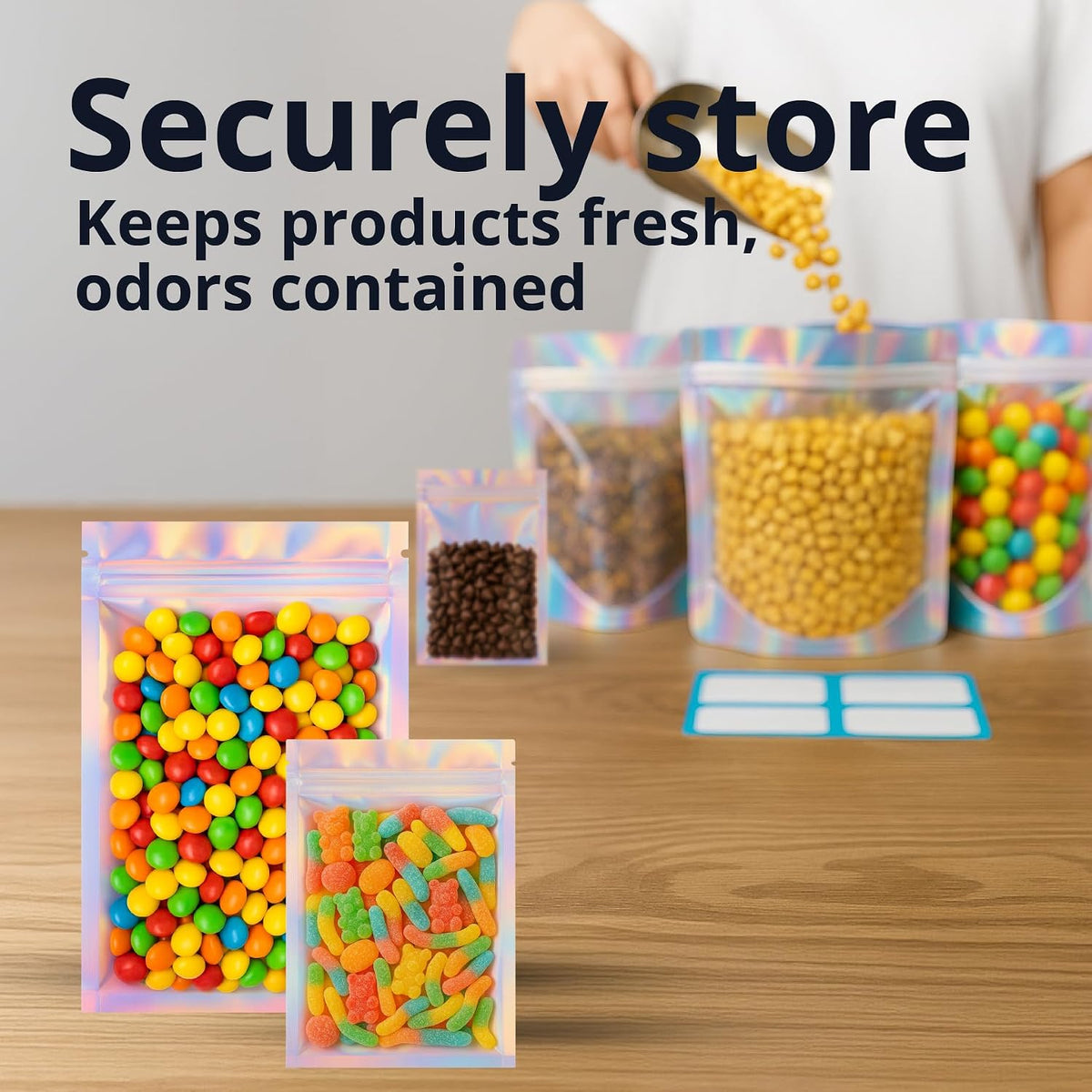COLSEN Holographic Smell Proof Mylar Bags