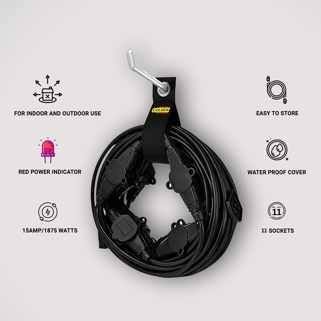 COLSEN Outdoor Extension Cord 50ft with 11 Outlets