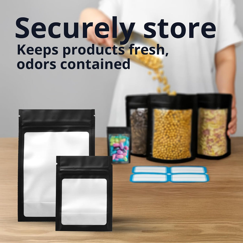 COLSEN Clear Matte Black Smell Proof Mylar Bags