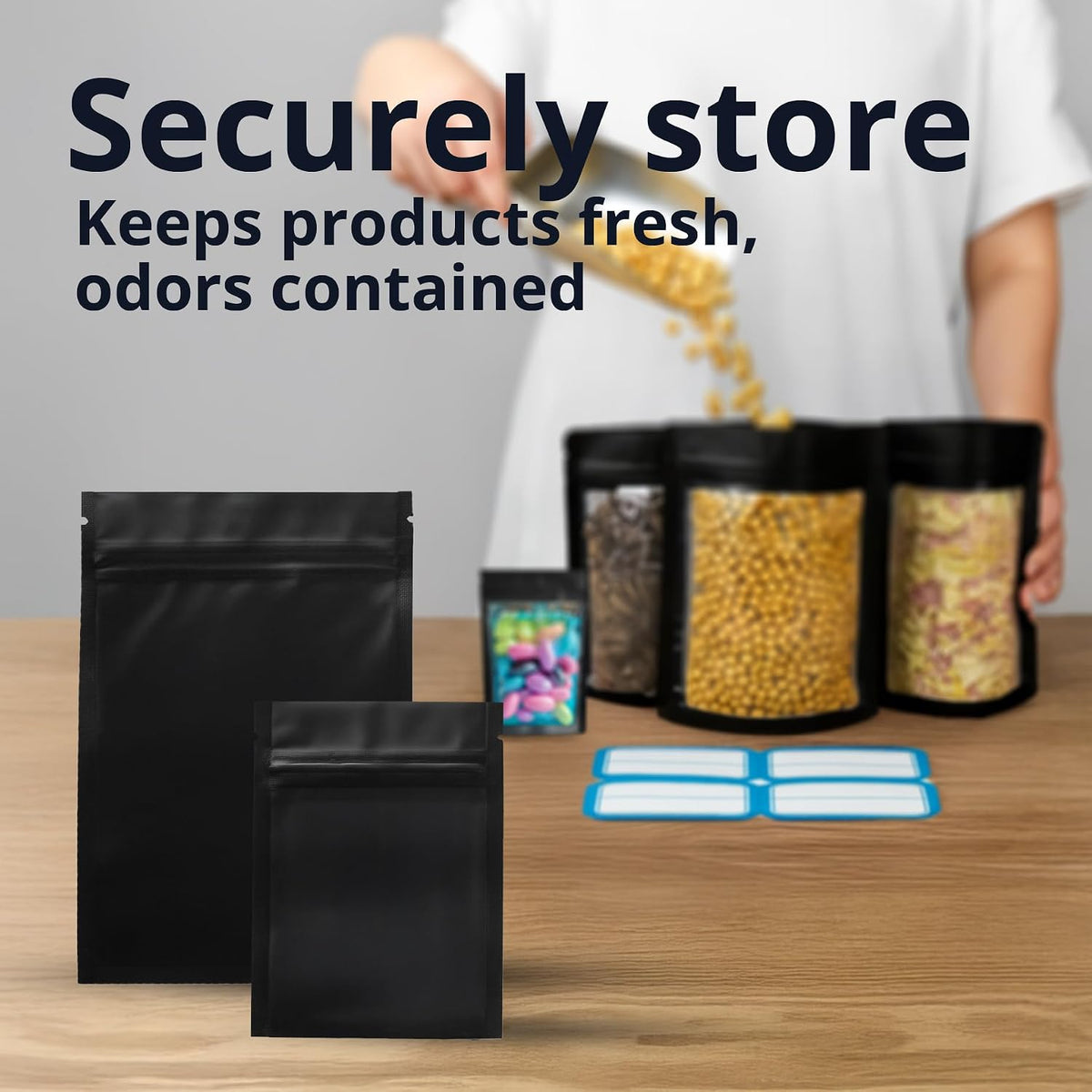 COLSEN Matte Black Smell Proof Mylar Bags