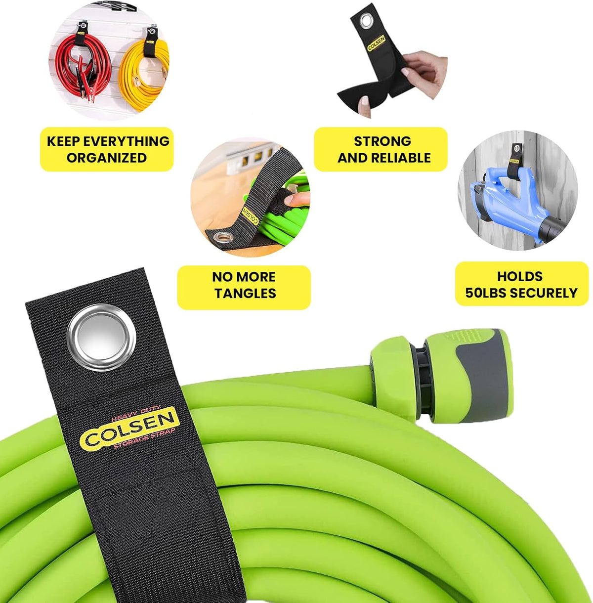 COLSEN Heavy-Duty Storage Straps for Cords & Hoses (6 pack)
