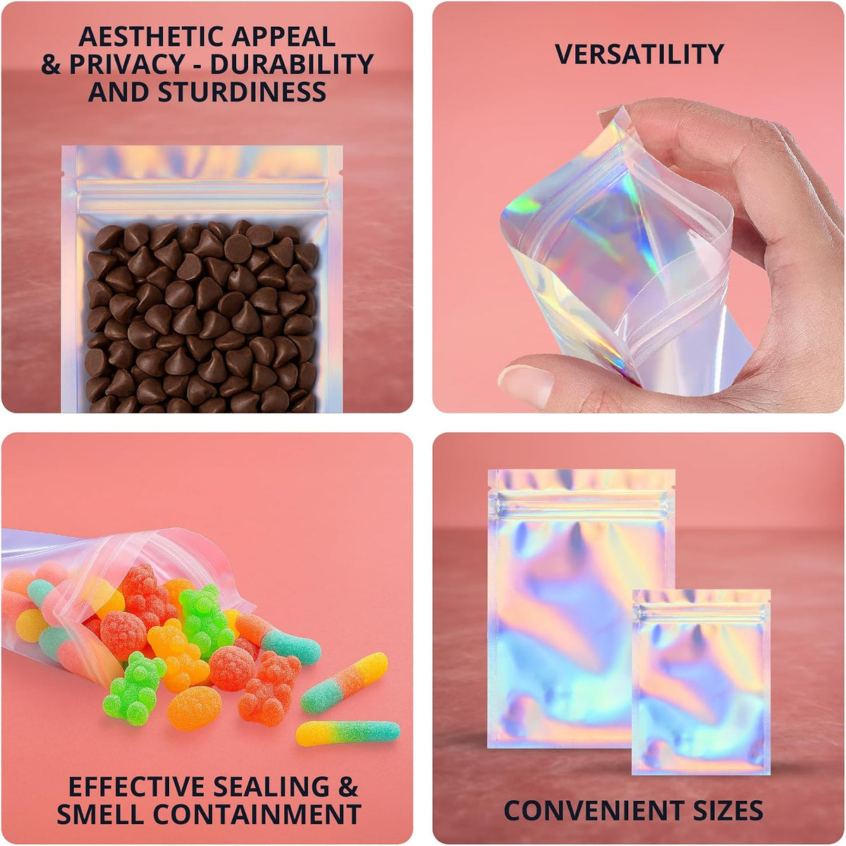 COLSEN Holographic Smell Proof Mylar Bags