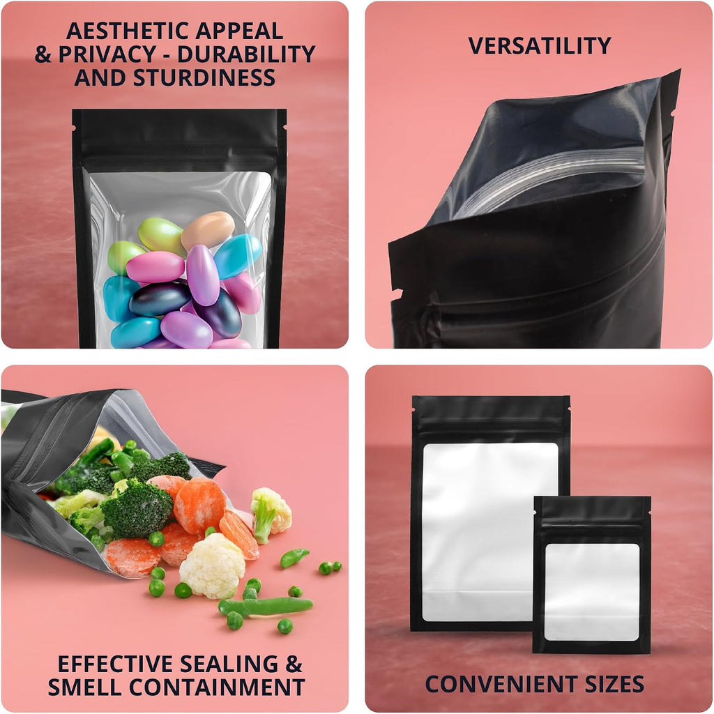 COLSEN Clear Matte Black Smell Proof Mylar Bags