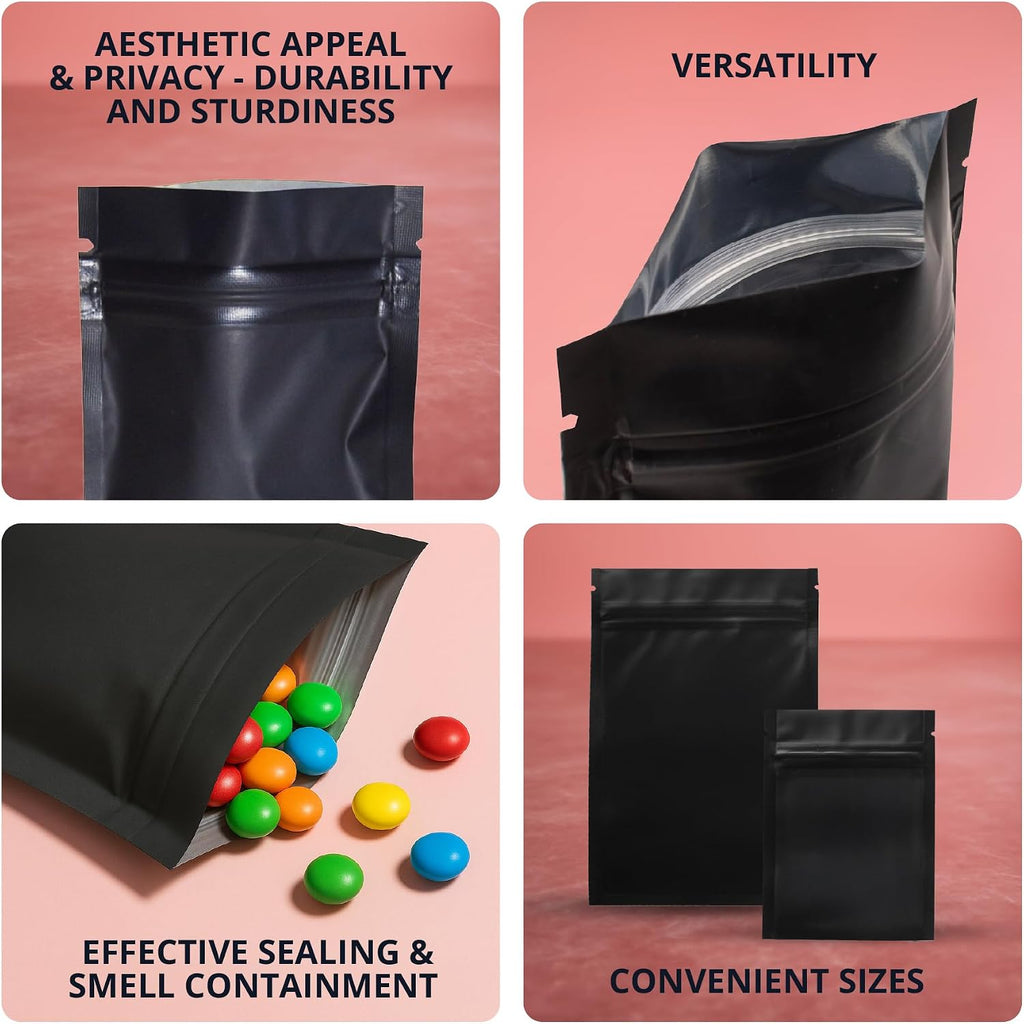 COLSEN Matte Black Smell Proof Mylar Bags
