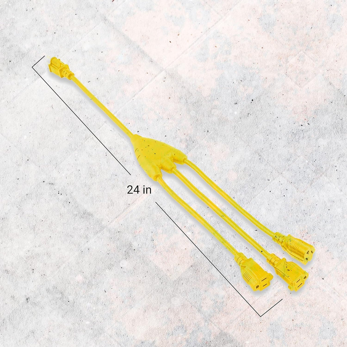 COLSEN 3 Way Yellow Extension Cord Splitter Outdoor, 3 Prong (2 pack)