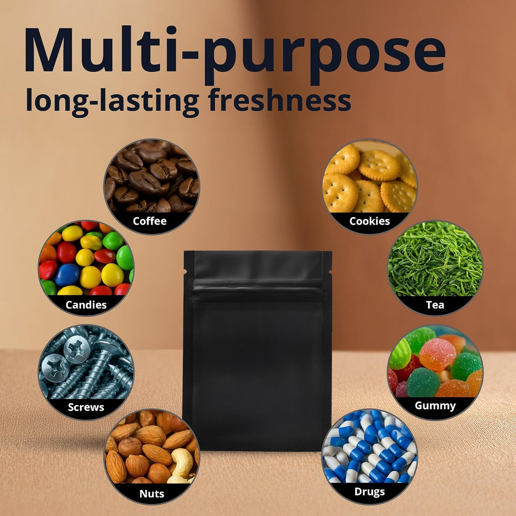 COLSEN Matte Black Smell Proof Mylar Bags