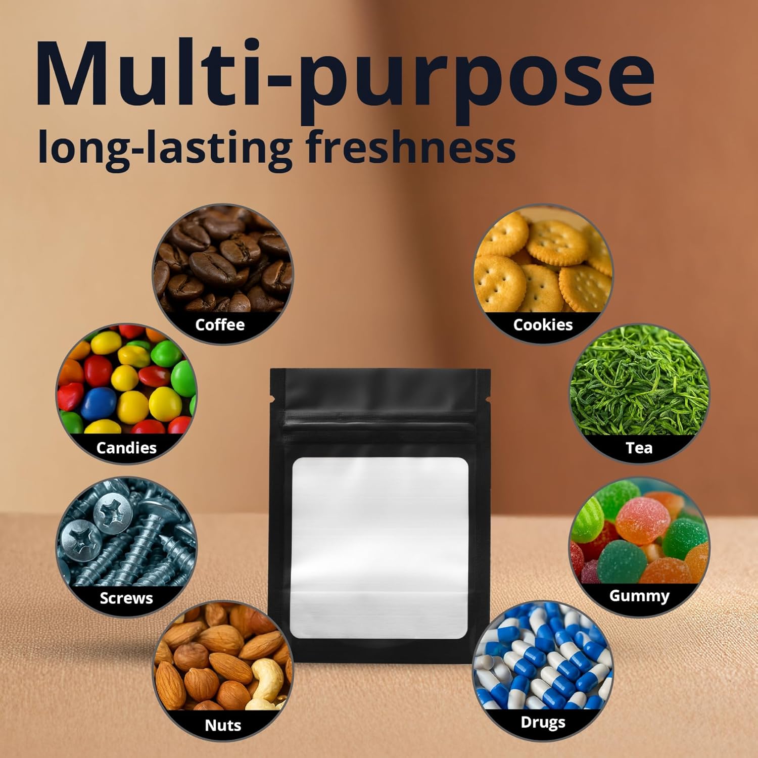 Pack of 100 resealable airtight Mylar bags
